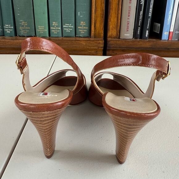 VTG Paolo Vico Made in Italy Leather Peep Toe Sling Back Heeled Shoe Sz 9 - Picture 4 of 7